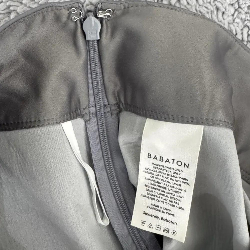 Babaton Aritzia Vegan Leather Grey Soft Skirt Straight Pencil 6 Office Classic
